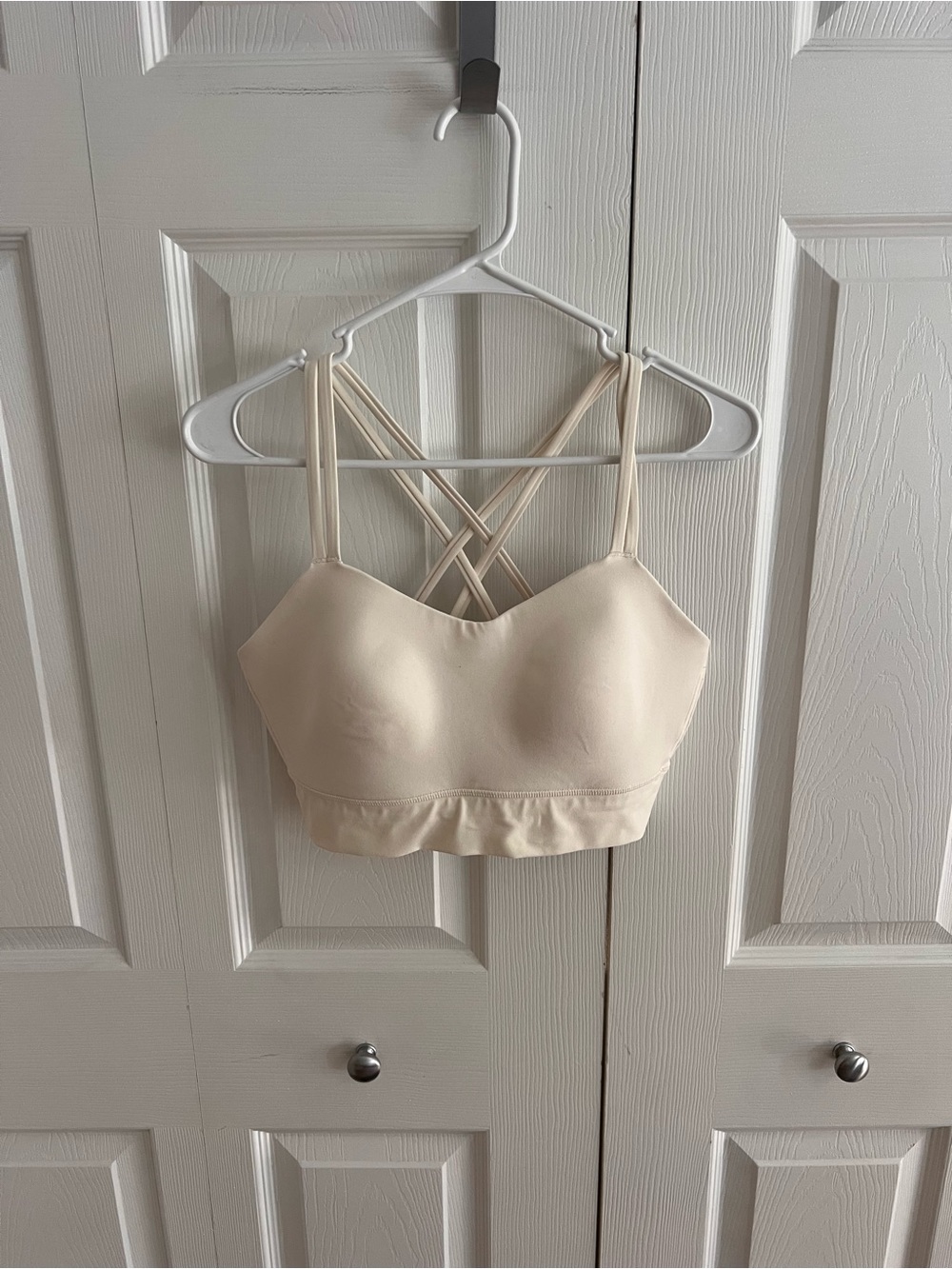 CRZ YOGA Butterluxe Longline Double-Strap Sports Bra in Cream - Picture 2 of 3